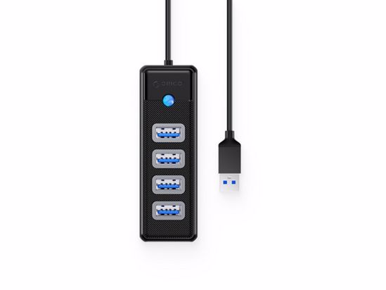 Fotografija izdelka USB hub s 4 vhodi, USB 3.0, 0.15m, črn, ORICO PW4U-U3-015