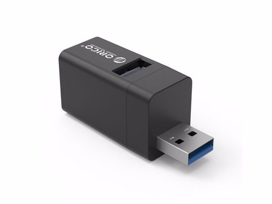 Fotografija izdelka USB hub s 3 vhodi, 1x USB 3.0, 2x USB 2.0, Alu črn, ORICO MINI-U32L