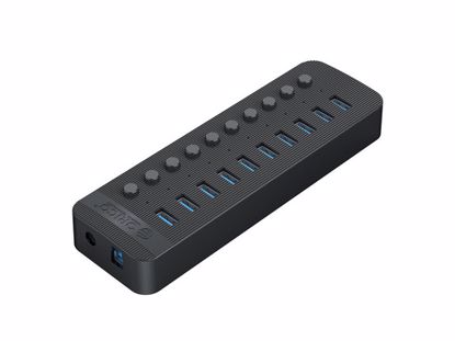 Fotografija izdelka USB hub z 10 vhodi USB 3.0, s stikali, zunanje napajanje, črno, ORICO CT2U3-10AB