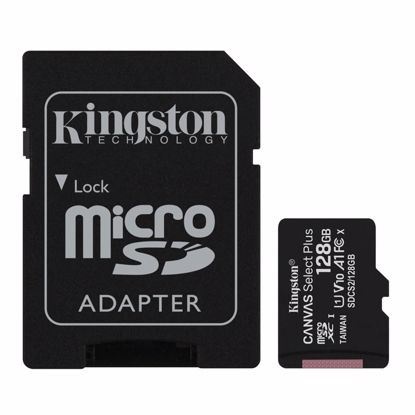 Fotografija izdelka KINGSTON Canvas Select Plus microSD 128GB Class10 UHS-I adapter (SDCS2/128GB) spominska kartica