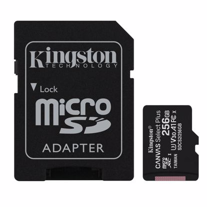 Fotografija izdelka KINGSTON Canvas Select Plus microSD 256GB Class10 UHS-I adapter (SDCS2/256GB) spominska kartica