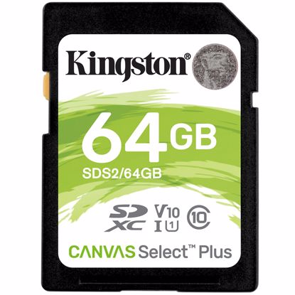 Fotografija izdelka KINGSTON Canvas Select Plus SD 64GB Class10 UHS-I FullHD 1080p 4K (SDS2/64GB) spominska kartica