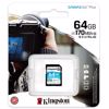 Fotografija izdelka KINGSTON Canvas Go! Plus SD 64GB Class 10 UHS-I U3 V30 A2 (SDG3/64GB) spominska kartica