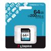 Fotografija izdelka KINGSTON Canvas Go! Plus SD 64GB Class10 UHS-I U3, V30, 4K UHD (SDG4/64GB) spominska kartica