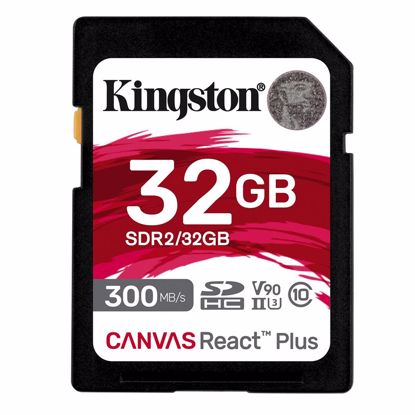 Fotografija izdelka KINGSTON Canvas React Plus SD 256GB Class10 UHS-II (SDR2/256GB) spominska kartica