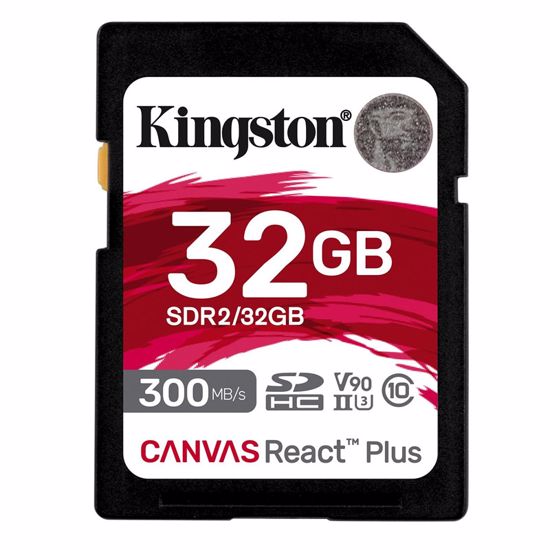 Fotografija izdelka KINGSTON Canvas React Plus SD 256GB Class10 UHS-II (SDR2/256GB) spominska kartica