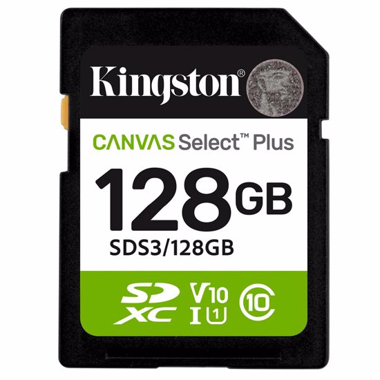 Fotografija izdelka KINGSTON Canvas Select Plus SD 128GB Class10 UHS-I (SDS3/128GB) spominska kartica