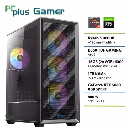Fotografija izdelka PCPLUS Gamer Ryzen 5 9600X 16GB 1TB GeForce RTX 5060 8GB gaming namizni računalnik