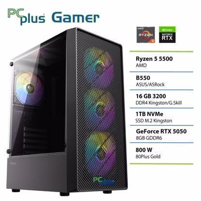 Fotografija izdelka PCPLUS Gamer Ryzen 5 5500 16GB 1TB SSD RTX 5050 8GB gaming namizni računalnik