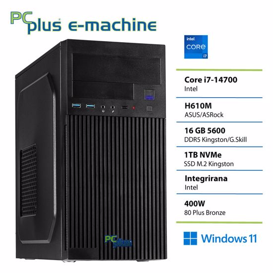Fotografija izdelka PCPLUS e-machine i7-14700 16GB DDR5 1TB SSD Windows 11 Home namizni računalnik