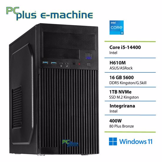 Fotografija izdelka PCPLUS e-machine i5-14400 16GB DDR5 1TB SSD Windows 11 Pro namizni računalnik