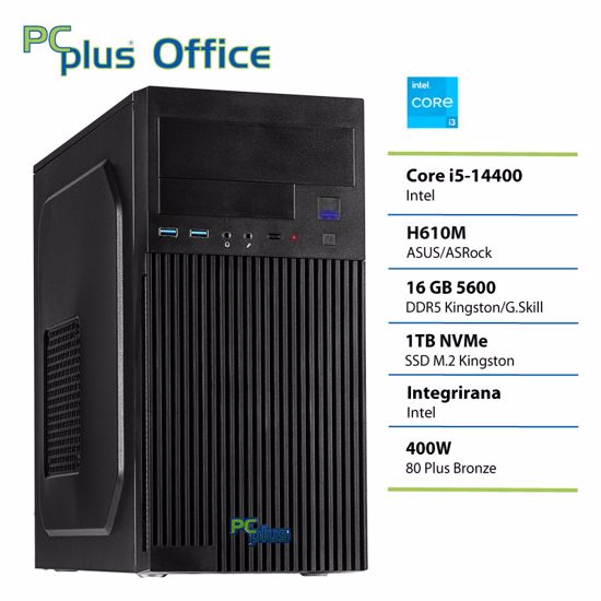 Fotografija izdelka PCPLUS e-office i3-14100 16GB DDR5 1TB SSD namizni računalnik
