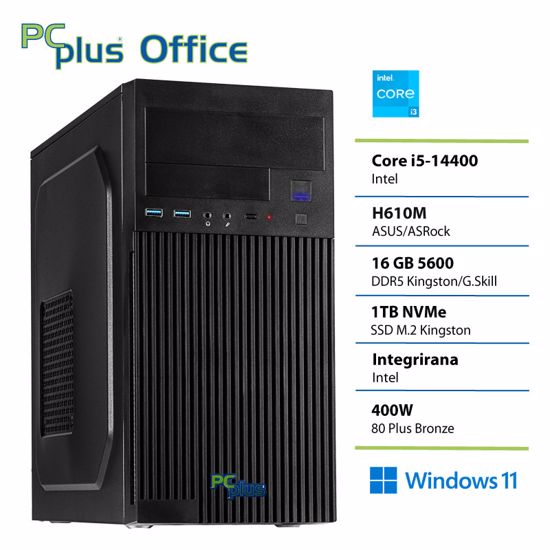 Fotografija izdelka PCPLUS e-office i3-14100 16GB DDR5 1TB SSD Windows 11 Home namizni računalnik