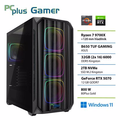 Fotografija izdelka PCPLUS Gamer Ryzen 7 9700X 32GB 2TB SSD RTX 5070 12GB Windows 11 Home gaming namizni računalnik