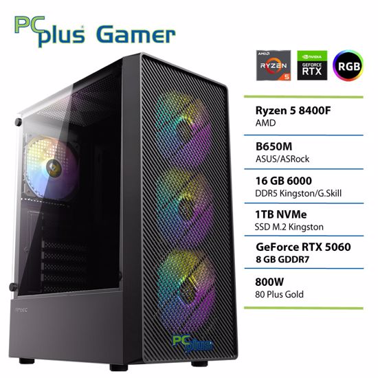 Fotografija izdelka PCPLUS Gamer Ryzen 5 8400F 16GB 1TB RTX 5060 8GB gaming namizni računalnik