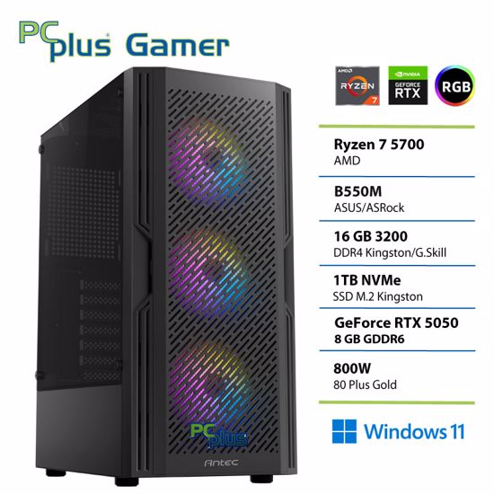 Fotografija izdelka PCPLUS Gamer Ryzen 7 5700 16GB 1TB SSD RTX 5050 8GB Windows 11 Home gaming namizni računalnik