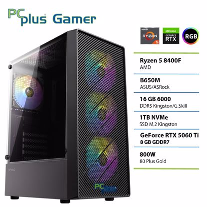 Fotografija izdelka PCPLUS Gamer Ryzen 5 8400F 16GB 1TB RTX 5060Ti 8GB gaming namizni računalnik