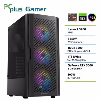 Fotografija izdelka PCPLUS Gamer Ryzen 7 5700 16GB 1TB RTX 5060 8GB gaming namizni računalnik