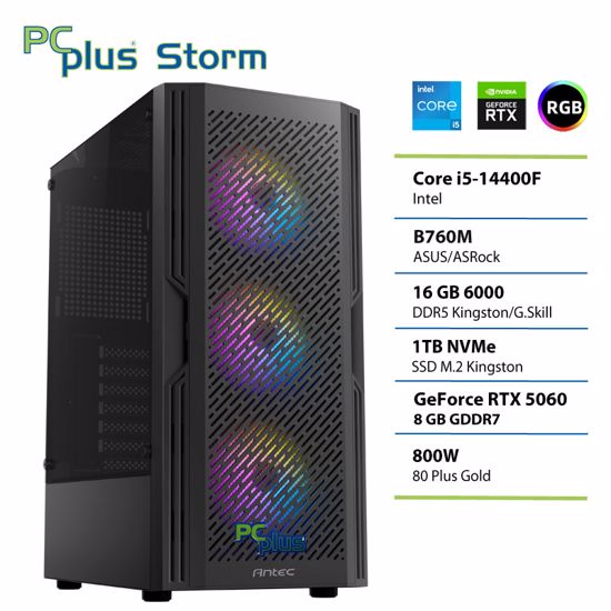 Fotografija izdelka PCPLUS Storm Core i5 14400F 16GB 1TB SSD RTX 5060 8GB gaming namizni računalnik