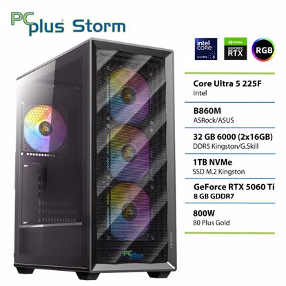 Fotografija izdelka PCPLUS Storm Core Ultra 5 225F 32GB 1TB SSD RTX 5060Ti 8GB gaming namizni računalnik