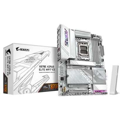 Fotografija izdelka GIGABYTE X870E AORUS ELITE WIFI7 ICE, DDR5, SATA3, USB4, DP, 2.5GbE, WiFi 7, AM5 ATX