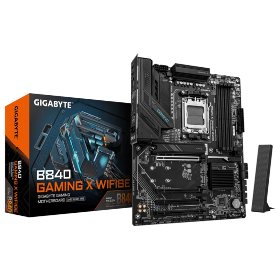 Fotografija izdelka GIGABYTE B840 GAMING X WIFI6E, DDR5, SATA3, USB3.2Gen2, DP, 2.5GbE, Wi-Fi 6E, AM5 ATX