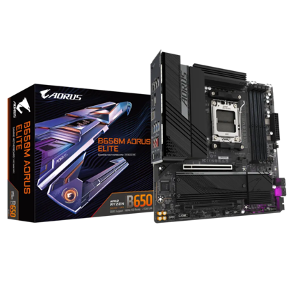 Fotografija izdelka GIGABYTE B650M AORUS ELITE, DDR5, SATA3, USB3.2Gen2x2, DP, 2.5GbE, AM5 mATX