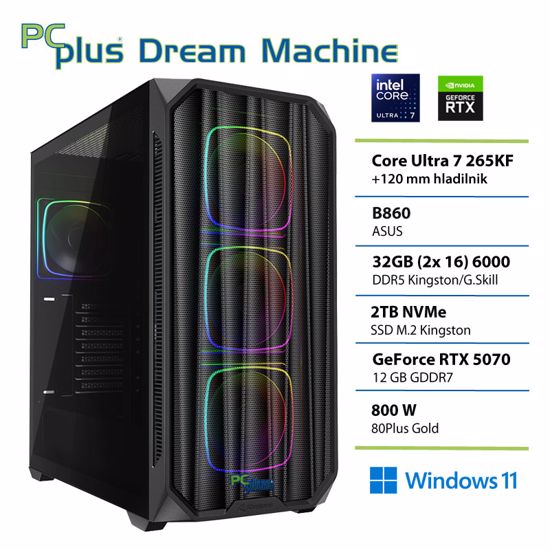 Fotografija izdelka PCPLUS Dream Machine Ultra 7 265KF 32GB 2TB SSD RTX 5070 12GB Windows 11 Home gaming namizni računalnik