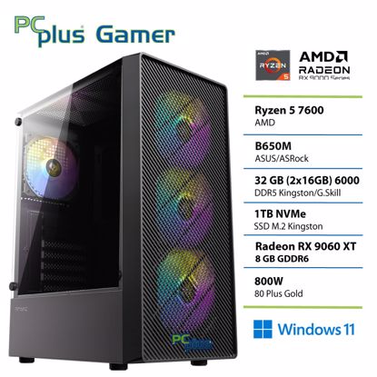 Fotografija izdelka PCPLUS Gamer Ryzen 5 7600 32GB 1TB SSD Radeon RX 9060XT 8GB Windows 11 Home gaming namizni računalnik