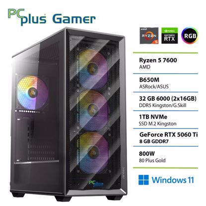 Fotografija izdelka PCPLUS Gamer Ryzen 5 7600 32GB 1TB SSD RTX 5060Ti 8GB Windows 11 Home gaming namizni računalnik