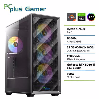 Fotografija izdelka PCPLUS Gamer Ryzen 5 7600 32GB 1TB SSD RTX 5060Ti 8GB gaming namizni računalnik