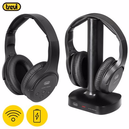 Fotografija izdelka TREVI Brezžične naglavne TV Hi-Fi slušalke FRS 1580, 2x slušalke + polnilna postaja, baterija, do 30m