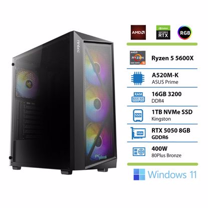 Fotografija izdelka PCPLUS Gamer Ryzen 5 5600X 16GB 1TB RTX 5050 OC 8GB Windows 11 Home gaming namizni računalnik