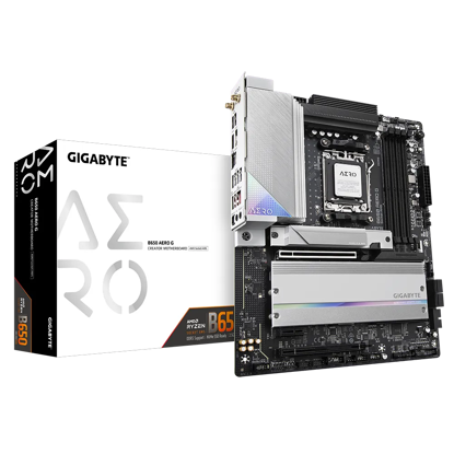 Fotografija izdelka GIGABYTE B650 AERO G, DDR5, SATA3, USB3.2Gen2x2, DP, 2.5GbE, WiFi 6E, AM5 ATX