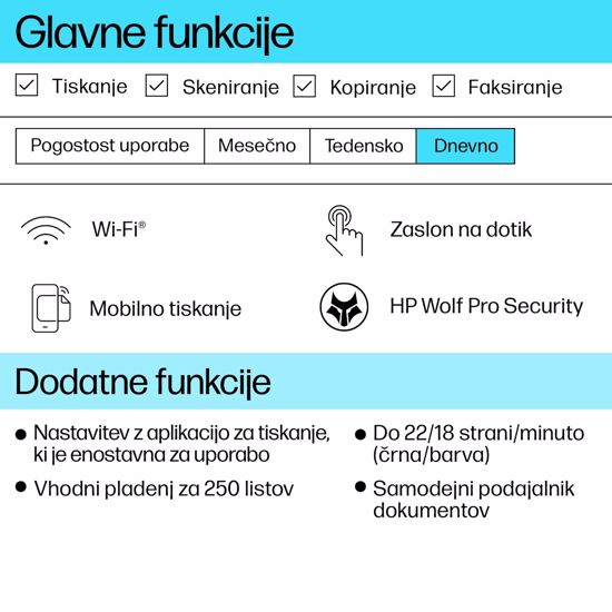 Fotografija izdelka Večfunkcijska brizgalna naprava HP OfficeJet Pro 9120e, Instant ink